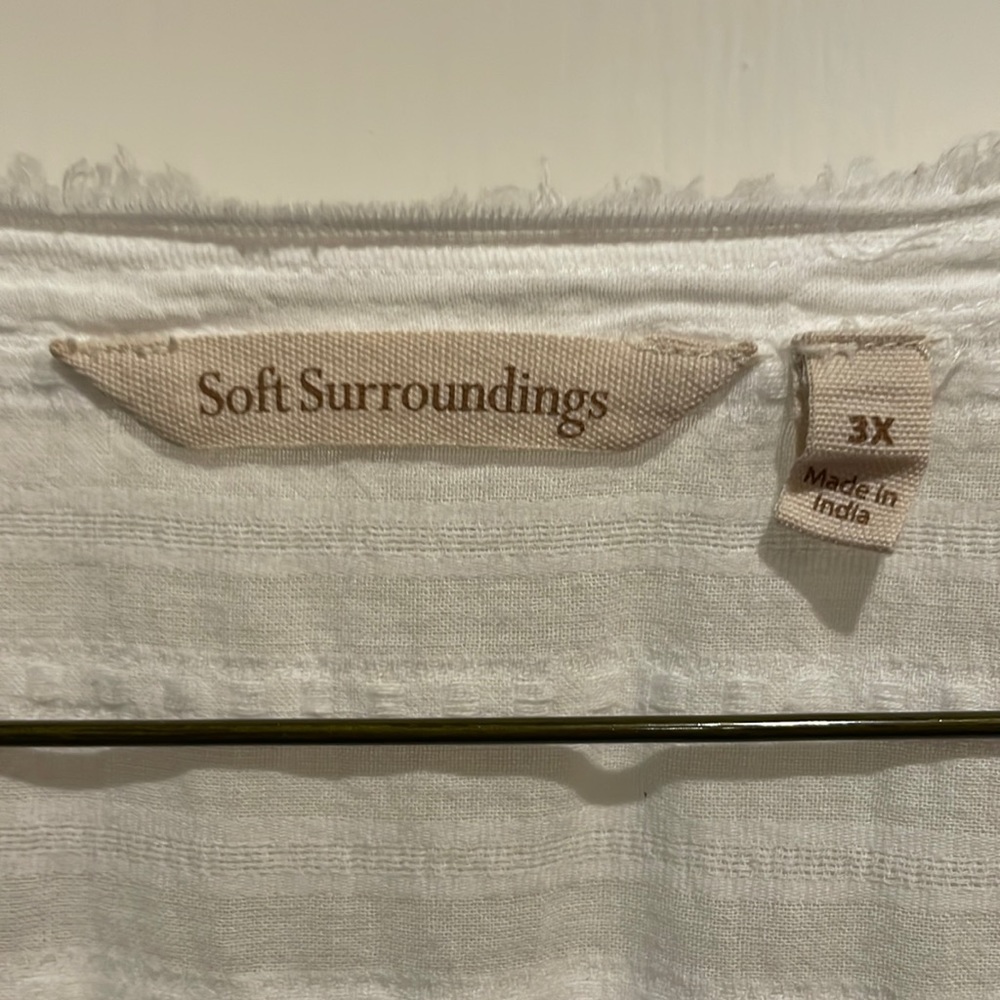 Soft Surroundings Size 3X white cotton voile tunic/shirt